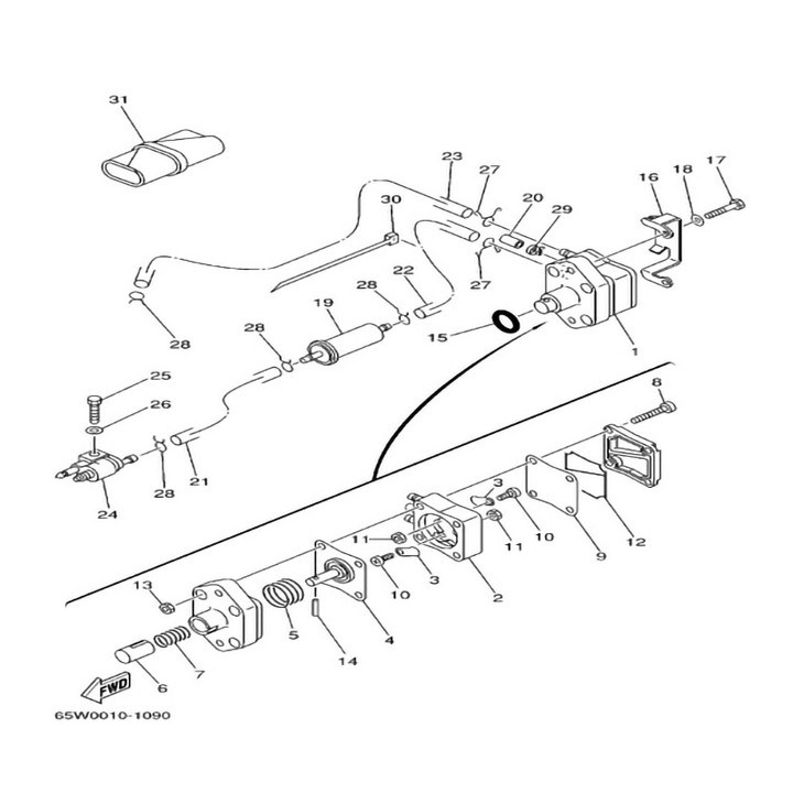 雅马哈舷外机f30-f40燃油过滤器过滤器 65w-24251-10