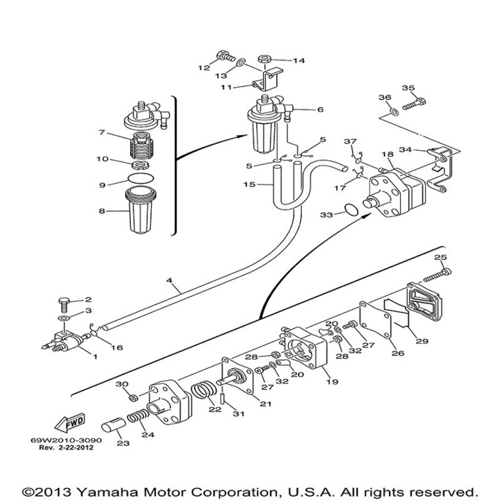 舷外机汽油过滤器64J-24560透明杯
