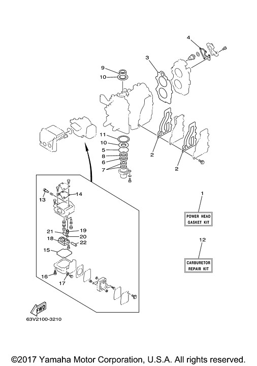 雅马哈舷外机化油器维修套件63V-W0093