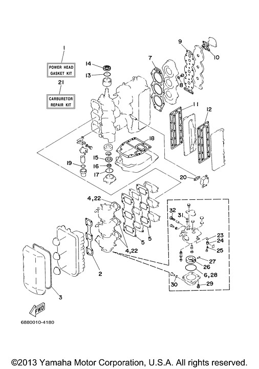 雅马哈舷外机化油器维修套件6H1-W0093