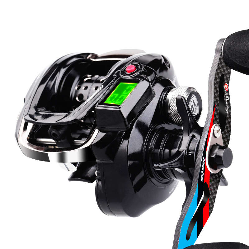 HISTAR Digital Long Casting 10kg Drag Power 7.2:1 High Ratio 9+1 BB Magnetic Braking LED Backlight Baitcasting Fishing Reel