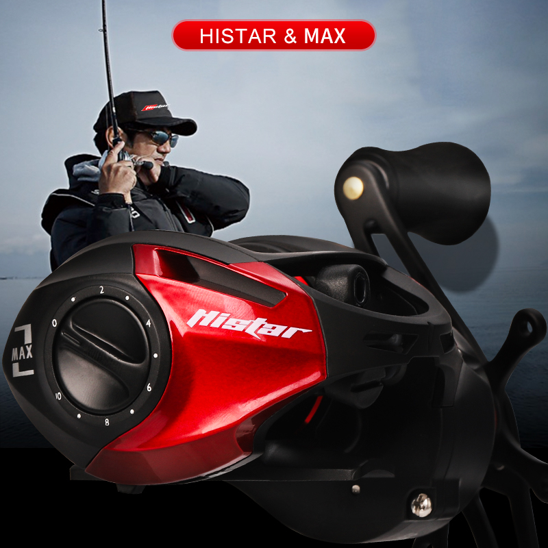 HISTAR MAX Series 8KG Drag Power 5+1 BBs 6.3:1 High Speed Gear Ratio Dual Brake System Baitcasting Fishing Reel
