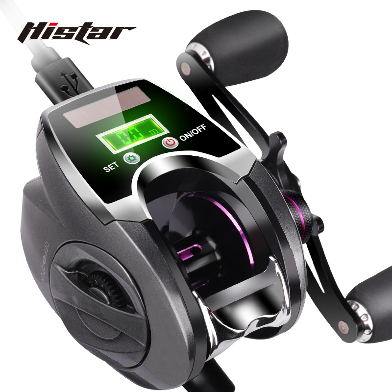 HISTAR Long Casting 6.3:1 10kg Drag Power High Ratio 6+1 BB Magnetic Braking Digital Backlight Baitcasting Fishing Reel