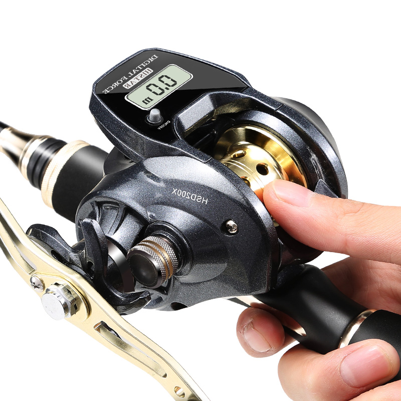 HISTAR Long Casting 7.0:1 High Ratio 10kg Drag Power 8+1 BB Metal Spool Waterproof Baitcasting Digital Fishing Reel