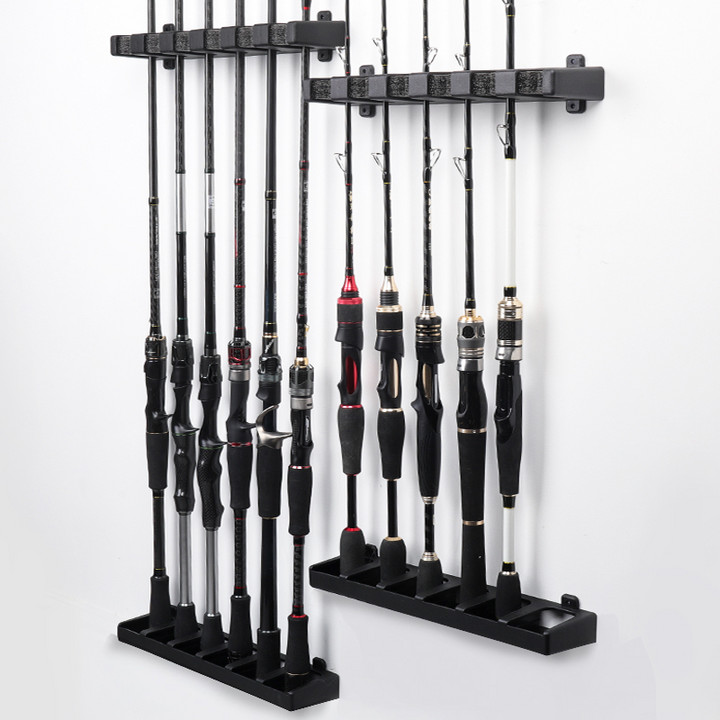 HISTAR 1Pc 6 Hole 1 Pair ABS PVC Material EVA Holder Durable Horizontal Tool Accessories Wall Mounted Fishing Rod Rack