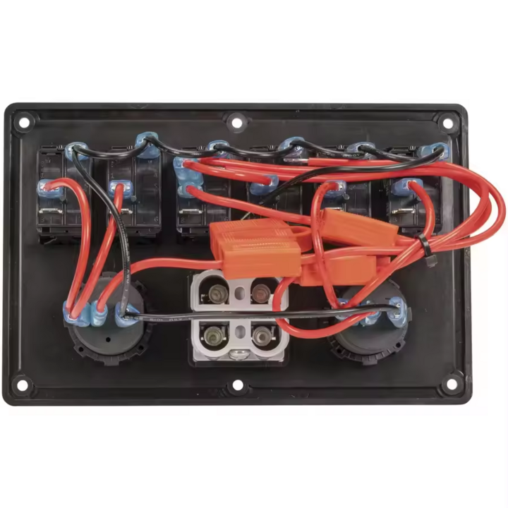 带双USB充电器香烟插座和双安德森插头的6路摇臂开关面板