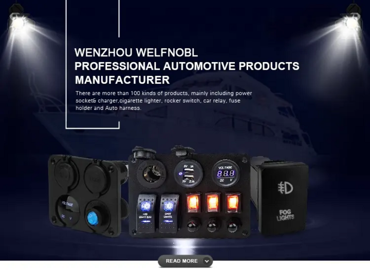 高品质防水船用汽车SPDT (开) 关发光二极管灯条12v蓝色拨动瞬间4针摇臂开关接线