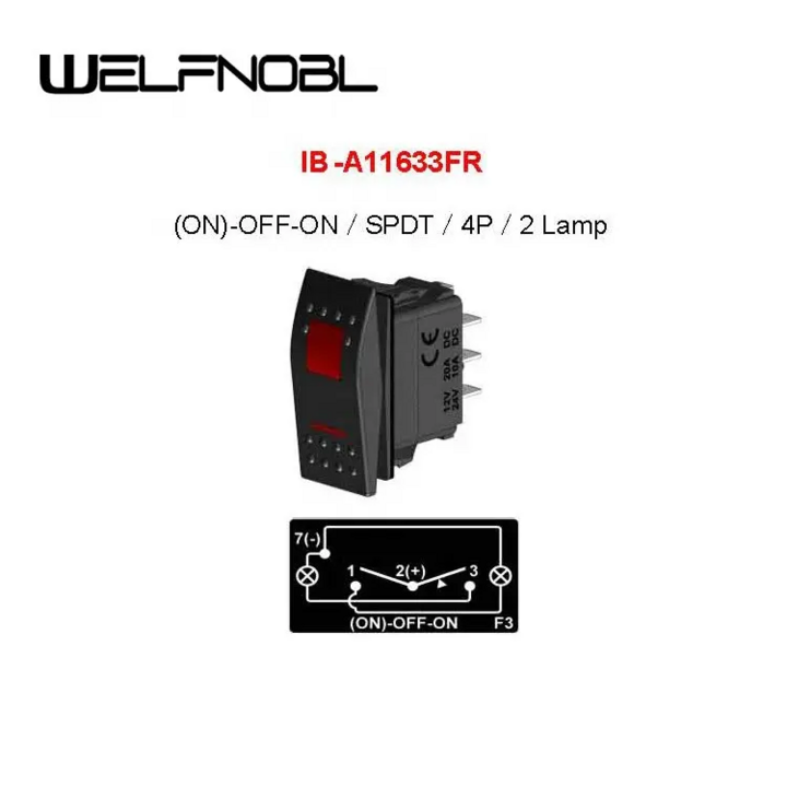 高品质防水船用汽车SPDT (开) 关发光二极管灯条12v蓝色拨动瞬间4针摇臂开关接线