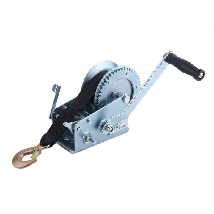 双向双速手摇卷扬机3500磅镀锌带钢丝款手动绞盘卷扬机