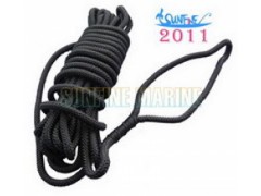 直径双编织带环系泊缆。8毫米，14米，聚酯纤维，黑色，吸塑