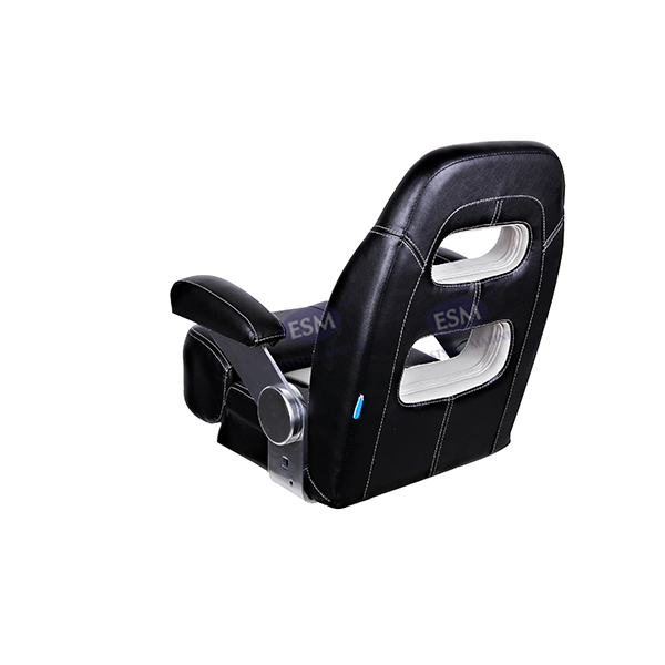 HM58带双孔固定靠背带翘腿椅子;带可调扶手；主色为黑色 + 中间插色浅灰