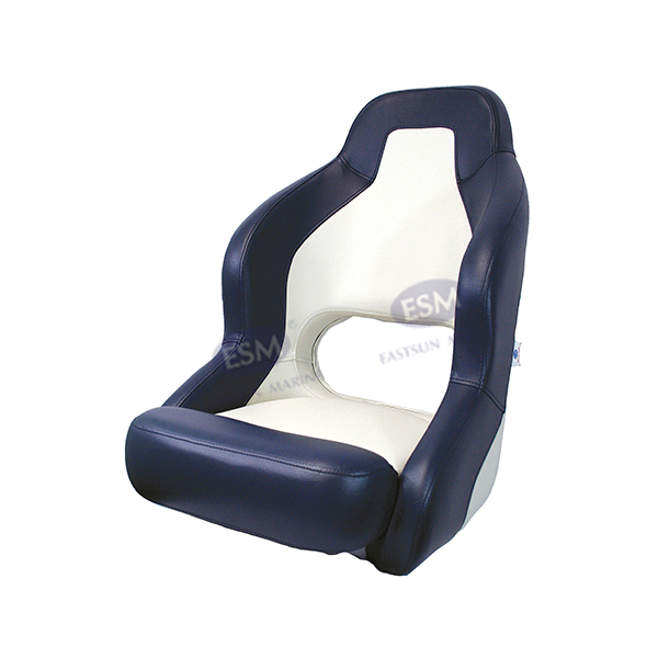 H52固定座垫椅子，深兰 + 白色