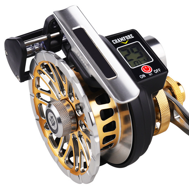 哈斯达数显筏轮磁力缓降桥钓阀杆轮海钓渔轮自动排线全金属筏钓轮