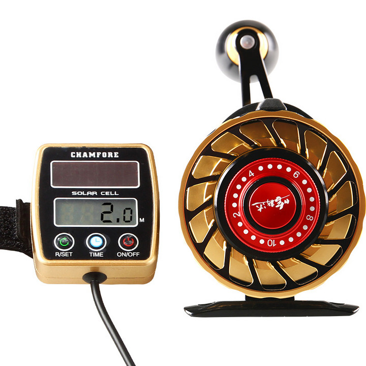 哈斯达缓降数显筏轮全金属筏轮微铅轮点降带泄力筏钓轮夜视计数轮