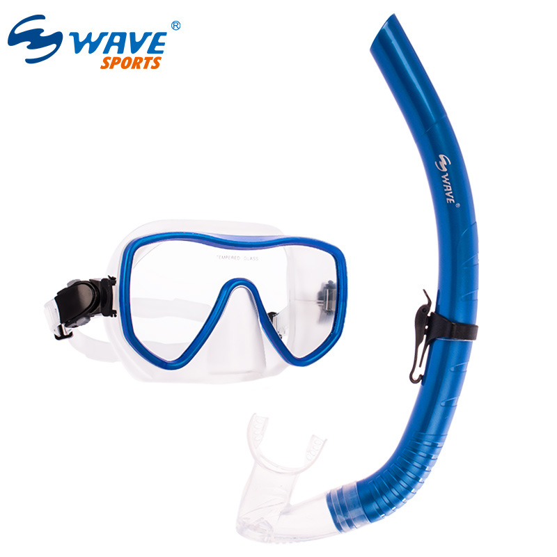 wave新品浮潜两件套防水防雾高清潜水镜全干式呼吸管大框潜水镜