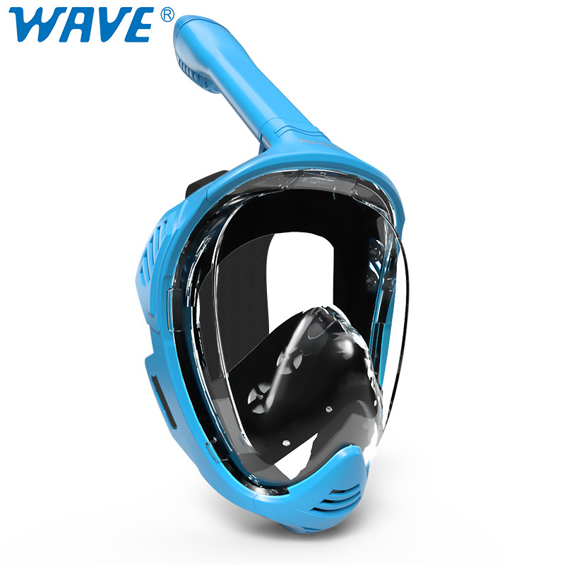 wave跨境热卖浮潜面罩 全脸潜水镜面镜全干式呼吸管潜水浮潜面罩
