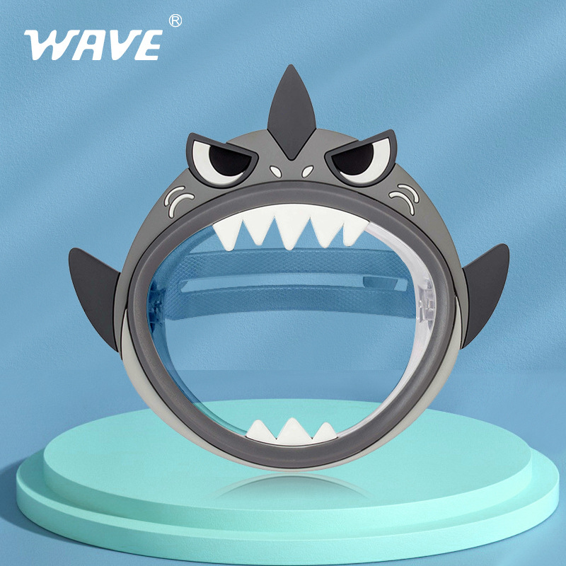 wave卡通动物儿童浮潜可爱面镜 硅胶防水防雾高清大框潜水镜