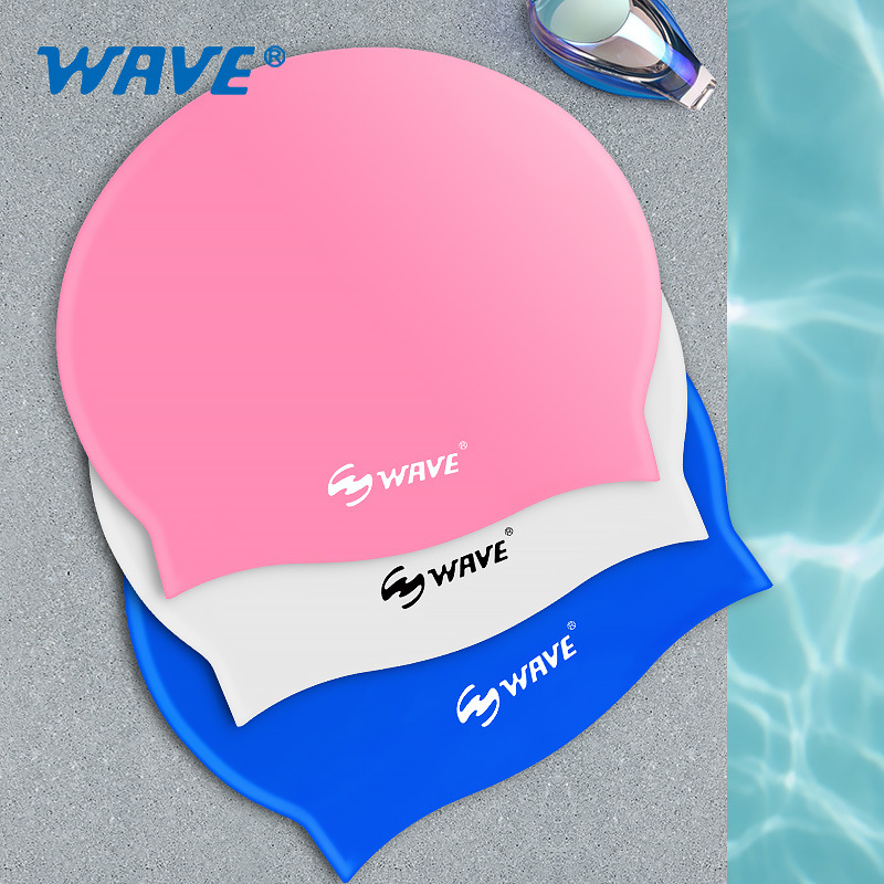 wave亚马逊新款跨境硅胶男女游泳帽防水加大加厚长发炫彩硅胶泳帽