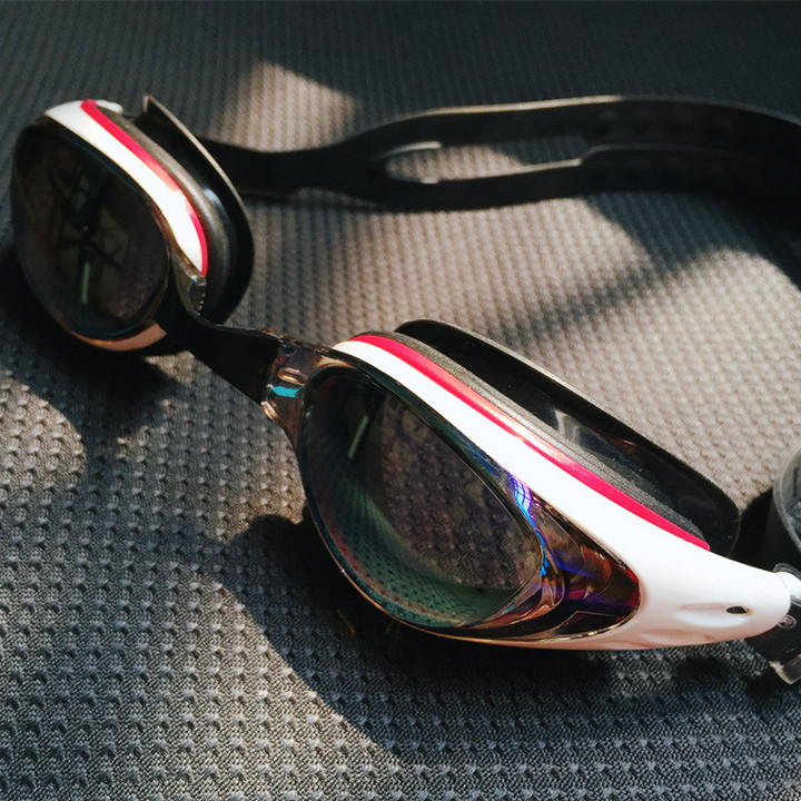 wave专业电镀带度数大框游泳眼镜舒适高清防水防雾男女士近视泳镜