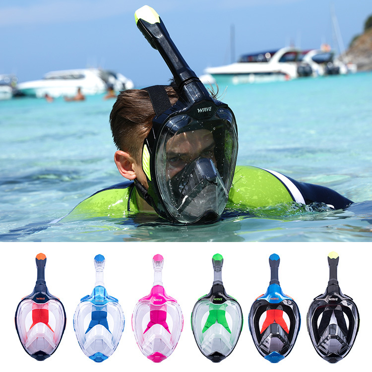 wave专业潜水装备自由潜面镜高清全干式呼吸游泳大框防雾浮潜面罩