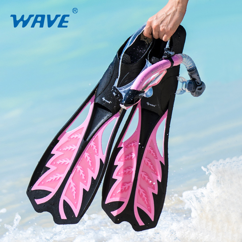 wave跨境一件代发成人防滑潜水脚蹼装备专业品质经典训练浮潜蛙鞋