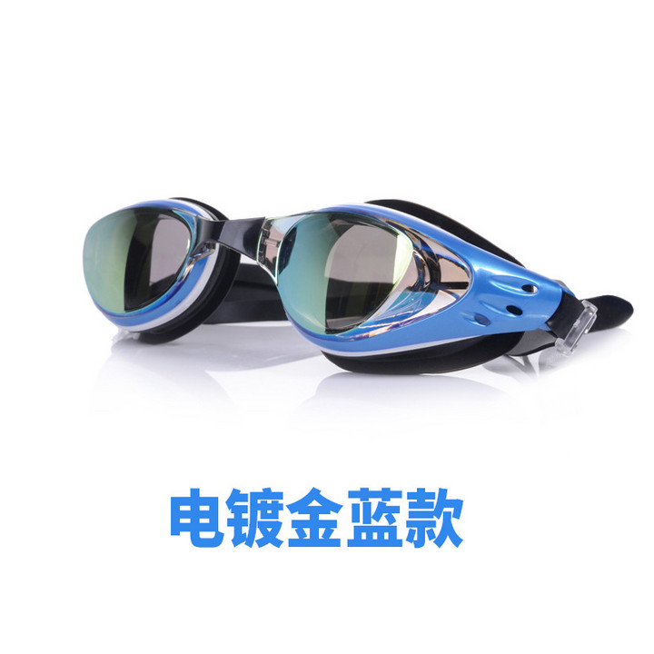 wave高清度数电镀近视游泳眼镜 成人男女游泳防水防雾大框泳镜