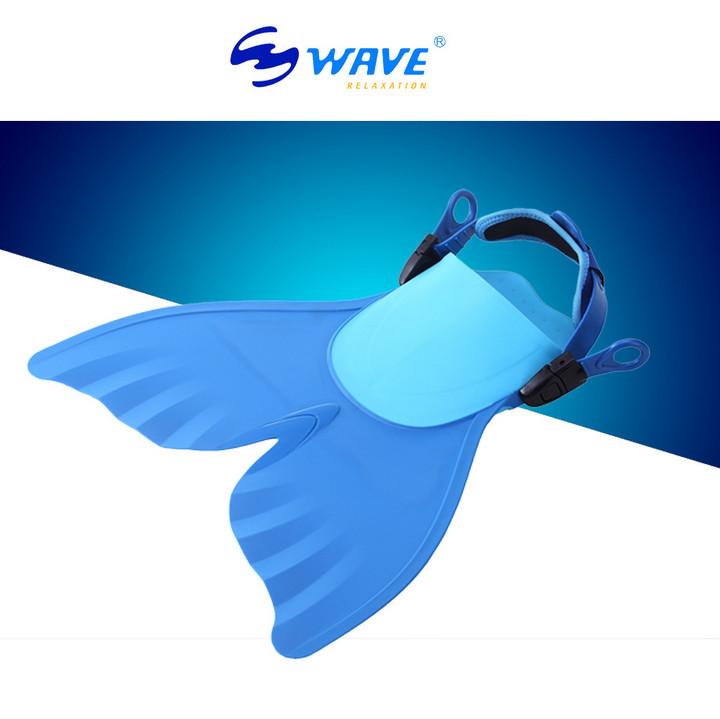 wave新款美人鱼尾儿童自由潜脚蹼青少年女童游泳蛙鞋训练潜水脚蹼
