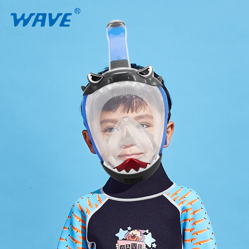 wave儿童浮潜面罩游泳馆全干式呼吸管潜水镜卡通大框潜水面罩