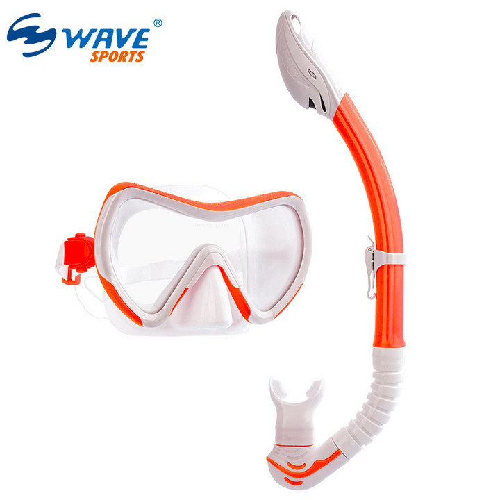 wave专业浮潜潜水镜两件套 大框高清户外水肺浮潜呼吸管潜水面罩