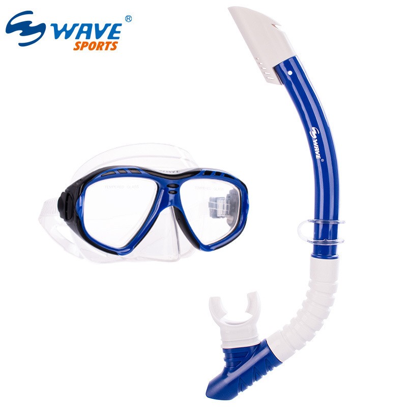 wave专业浮潜装备两件套 半干式潜水呼吸管防雾高清大框潜水镜
