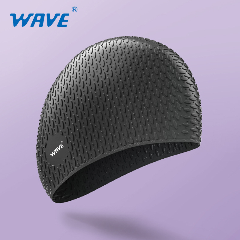 wave新款硅胶颗粒水滴游泳帽防水不勒头纯色男女通用游泳装备泳帽