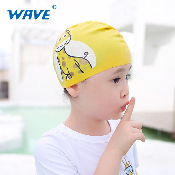 wave新款小怪兽儿童卡通可爱游泳帽硅胶防水护耳防晒男女儿童泳帽