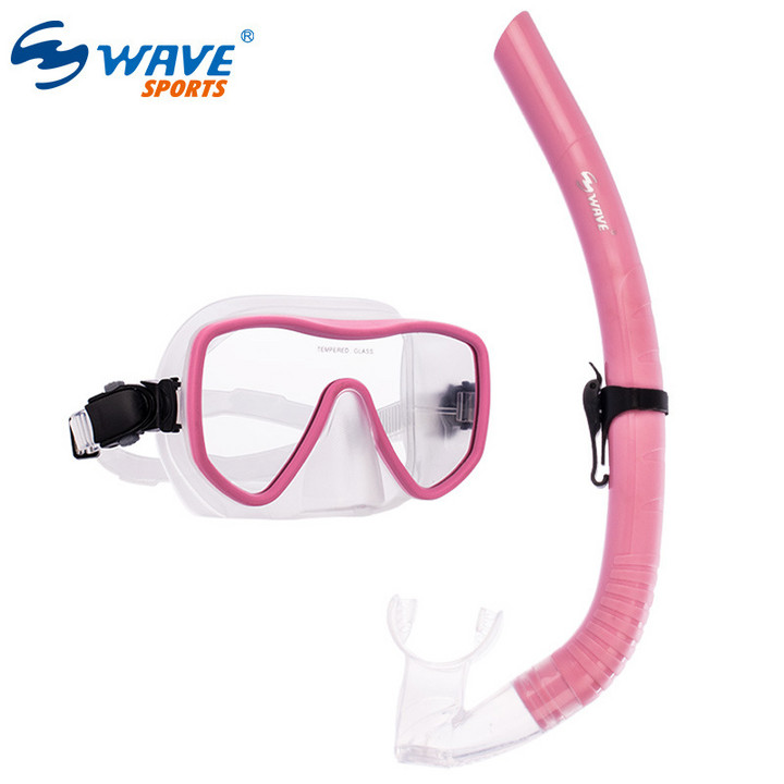 wave新品浮潜两件套防水防雾高清潜水镜全干式呼吸管大框潜水镜