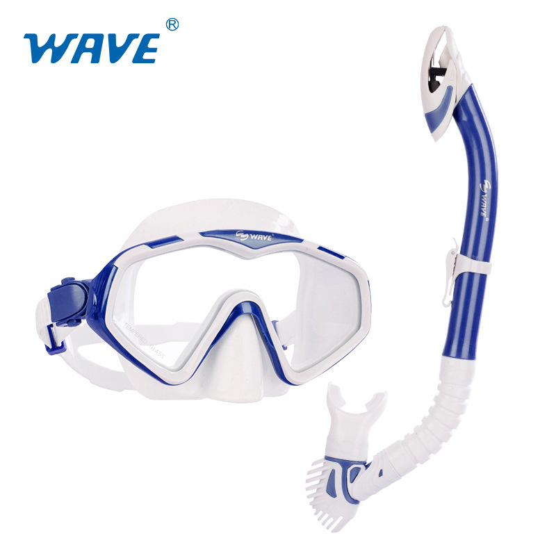 wave支持小批量定制防雾潜水镜全干式呼吸管套装浮潜潜水蛙镜加工