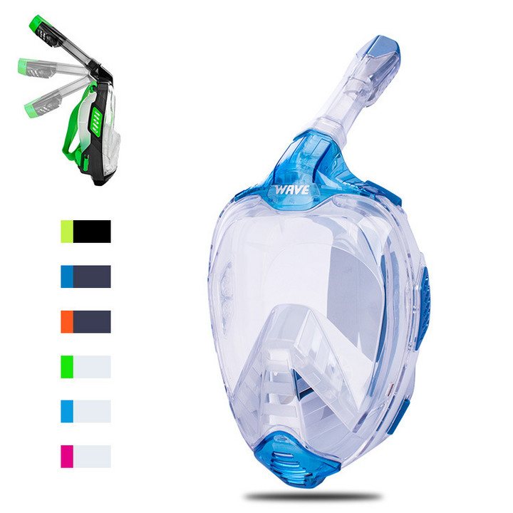 WAVE单向呼吸系统折叠潜水镜全脸防雾高清浮潜潜水面罩