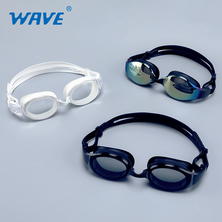 wave工厂可小批量定制加工LOGO游泳眼镜 高清防雾防水电镀泳镜