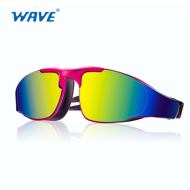 wave跨境热销成人男女高清大框游泳眼镜 高清硅胶大框电镀泳镜