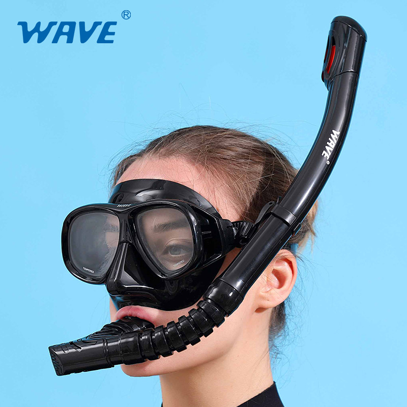 wave专业潜水装备 全干式浮潜三宝呼吸管套装潜水自由大框潜水镜