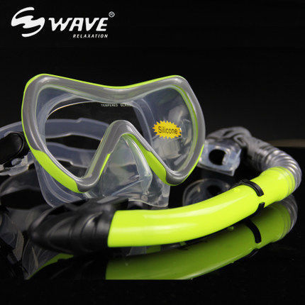 wave跨境爆款专业潜水面镜全干式呼吸管男女大框防雾套装潜水镜