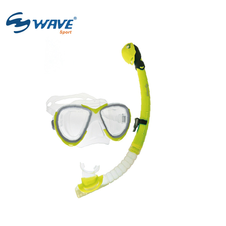 wave专业新款青少年潜水装备 儿童浮潜两件套高清呼吸管潜水镜