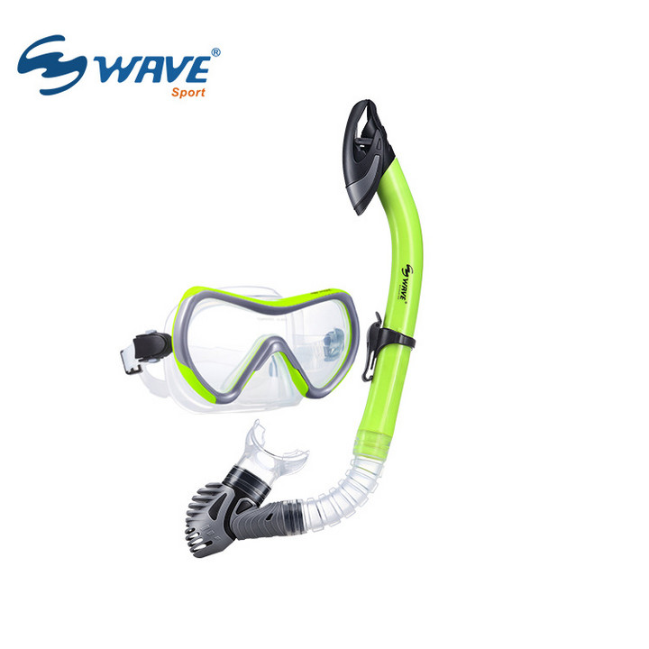 wave跨境爆款专业潜水面镜全干式呼吸管男女大框防雾套装潜水镜