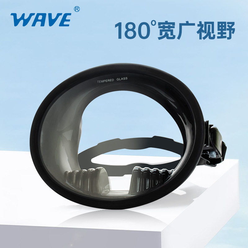 定制180°防雾自由潜水树脂镜头水肺全脸潜水椭圆形潜水浮潜镜