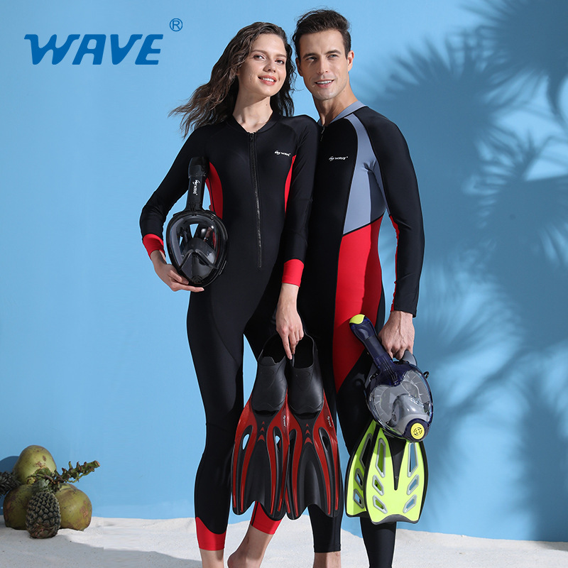 wave跨境爆款專業(yè)速干連體游泳衣 浮潛防水母衣沙灘沖浪潛水服男